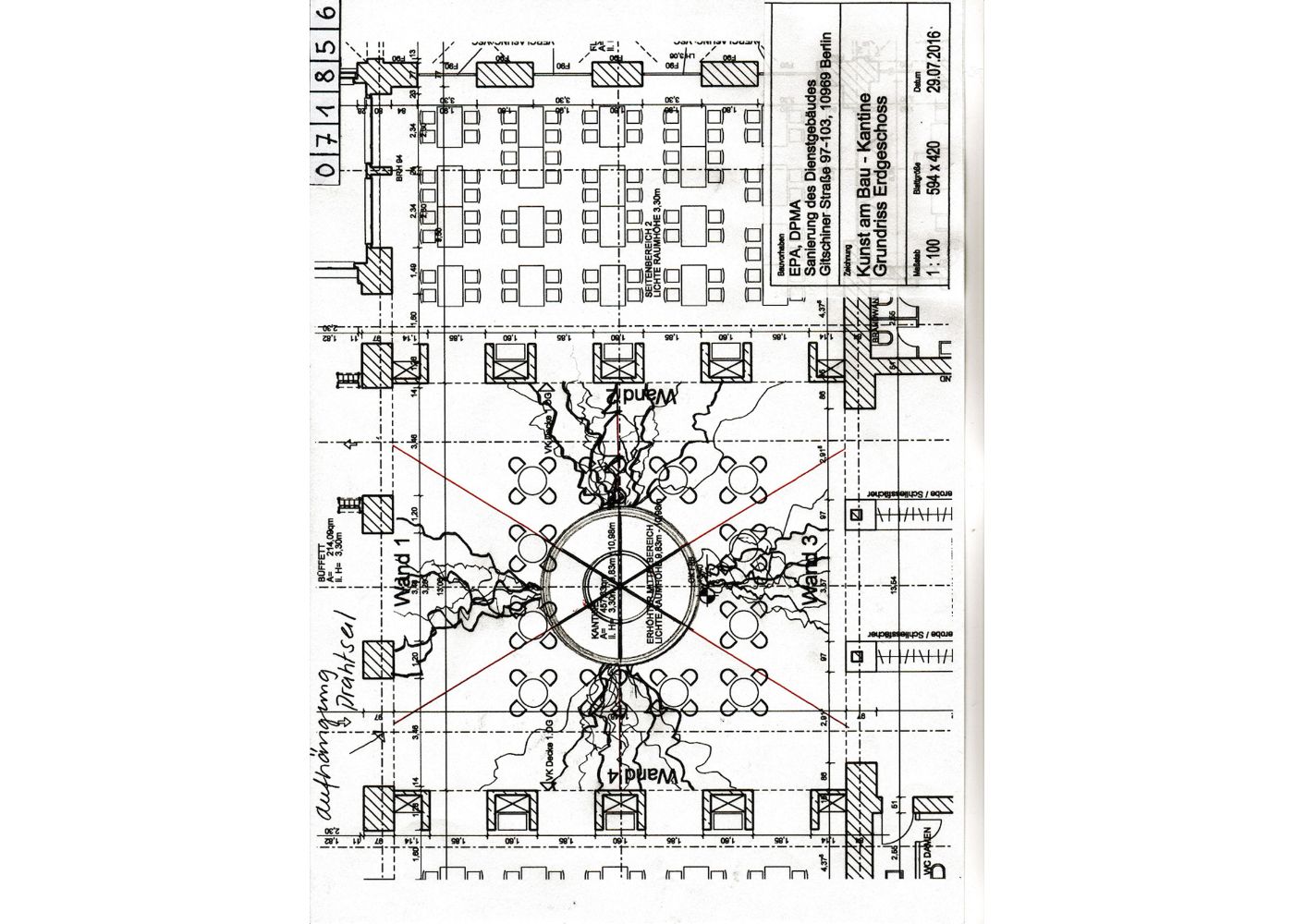 Grundriss Gebäude mit Platzierungsvorschlag